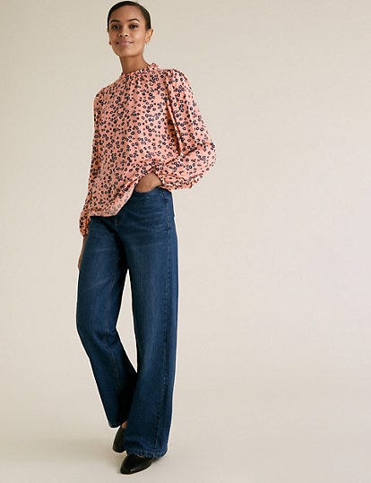 Ditsy Floral Frill Neck Long Sleeve Top, £9.50 (was £19.50)