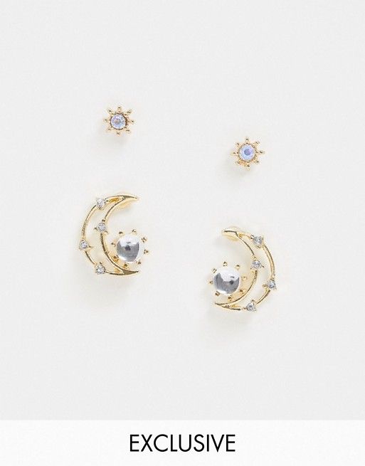 Star and moon earring pack