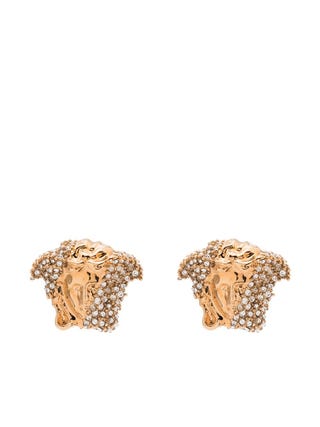 Crystal-embellished Medusa stud earrings