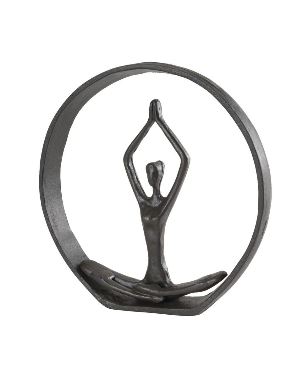 Circle Iron Sculpture with Figurine in Yoga Pose