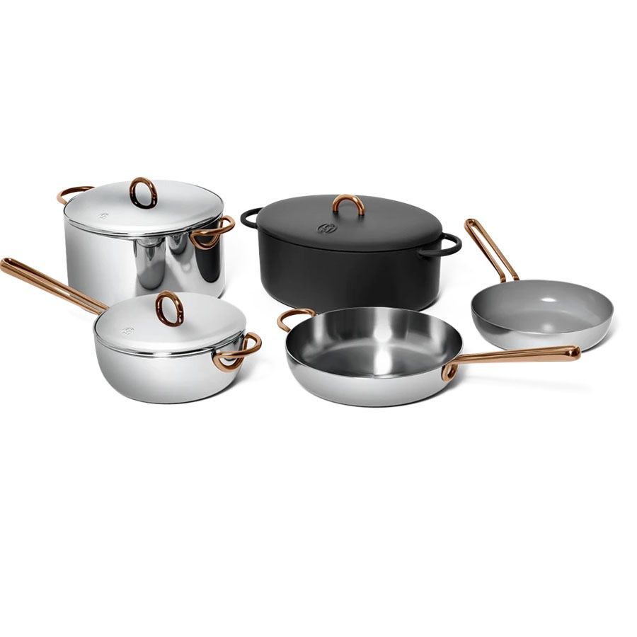MsMk 9-Piece Pots and Pans Set Nonstick, Congee Rice Eggs Burnt Also Non Stick, Evenly Heated Smooth Bottom, Oven Safe to 700
