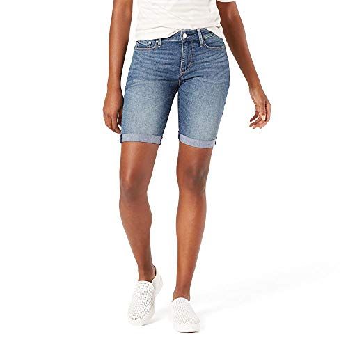 Zerototens Womens Denim Shorts Ladies High Waisted Jeans Shorts Knee Length Stretchy Skinny Distressed Hot Pants with Pockets Breathable Summer Shorts 