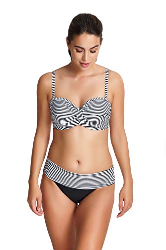 Anya Stripe Bandeau Bikini Top with Detachable Straps