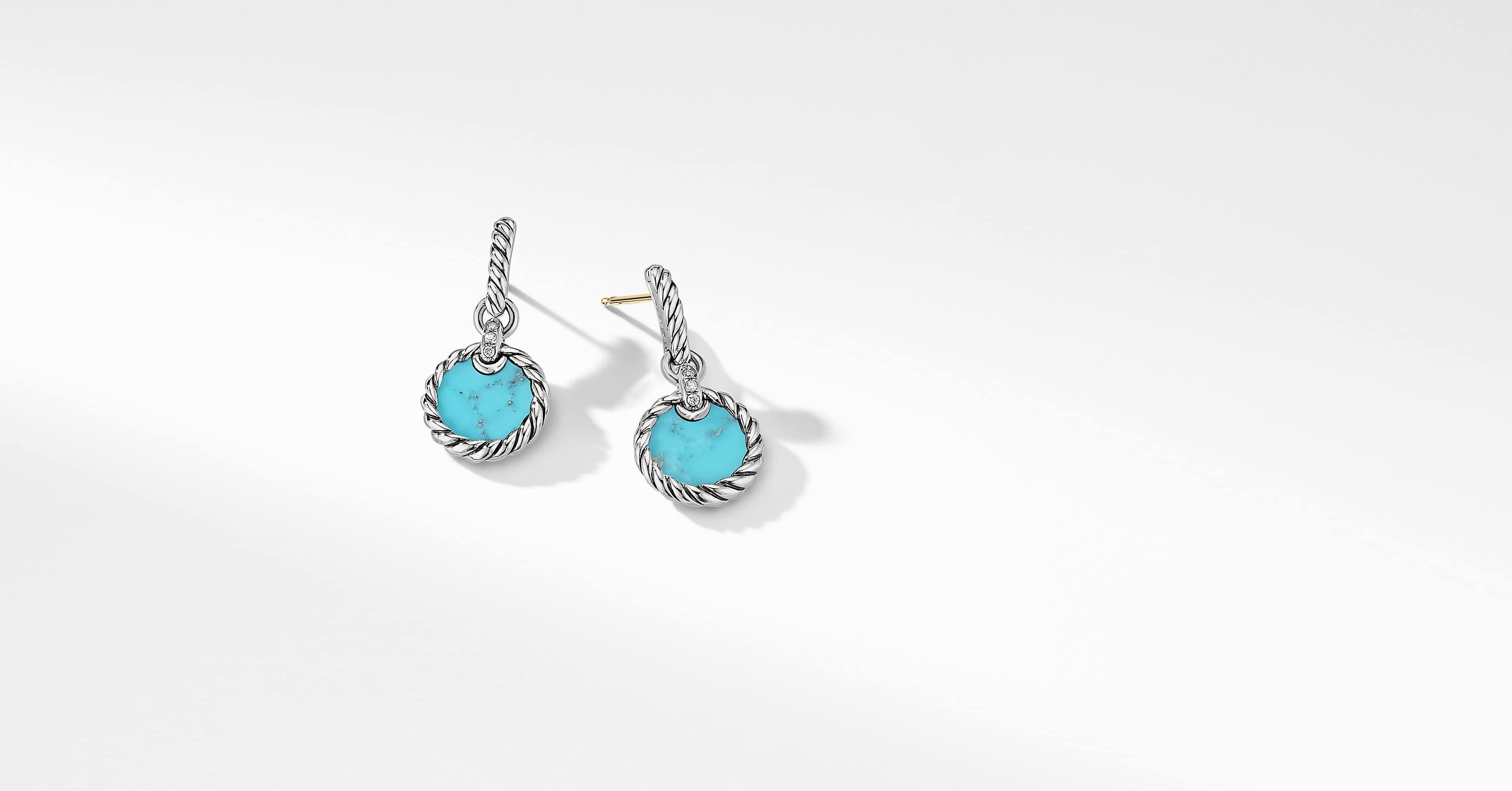 Drop Earrings with Turquoise and Pavé Diamonds