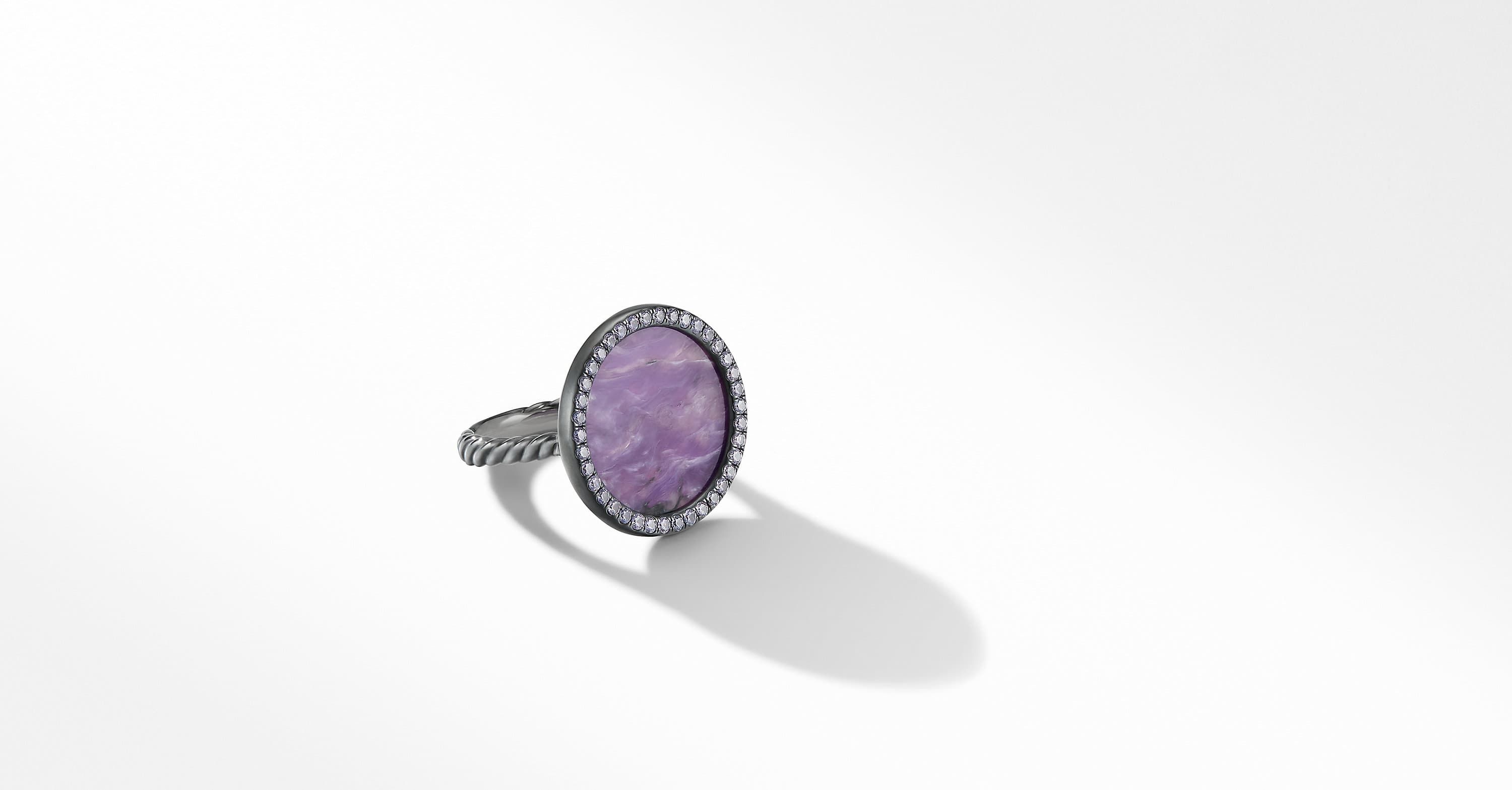 Ring in Blackened Silver with Chariote and Pavé Purple Sapphires