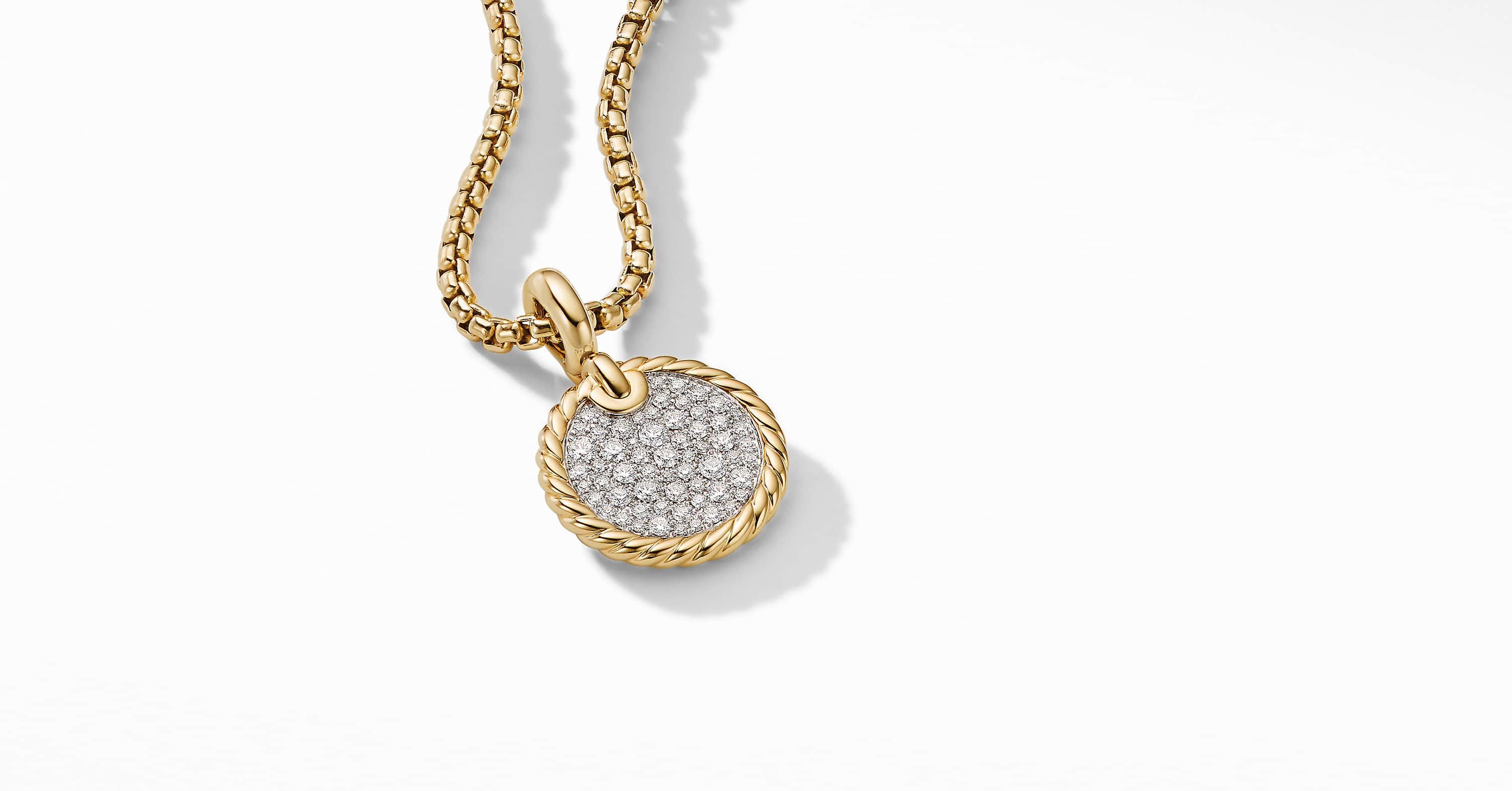 Disc Pendant in 18K Yellow Gold with Pavé Diamonds