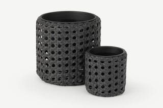 Chester Set of 2 Round Polyrattan Planters