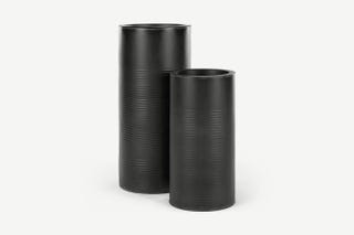 Dayo Set Of Two Tall Ribbed Planters