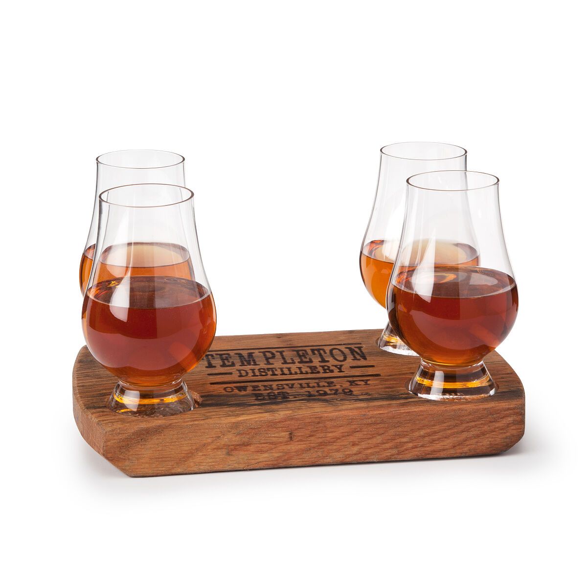 Personalized Bourbon Barrel Flight With Glasses
