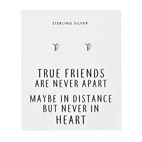 Sterling Silver Friendship Quote Heart Earrings