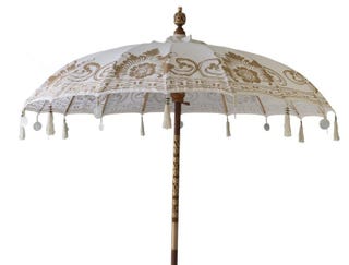 Gold Painted White Cotton Garden Parasol