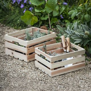 Set of 2 Wooden Storage Boxes