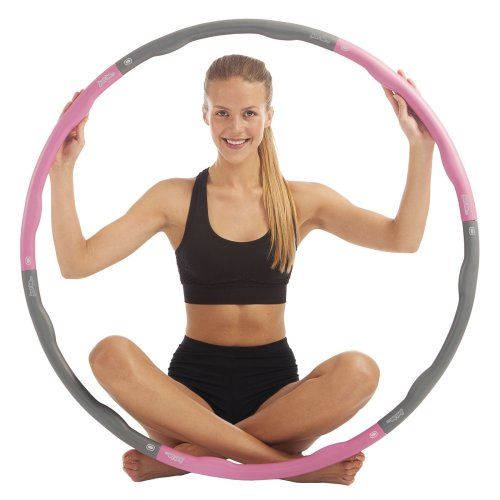 Professional Adjustable Soft Hula Hoop for Adults-2.2 lb Weighted Exercise Fitness Hoop Man Gray Pink 8 Section Detachable Design for Woman Fast Fat Burning Workout Loss Weight by Fun Way 