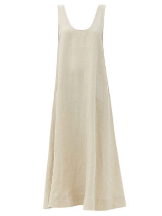 The Capri low-back organic-linen midi dress