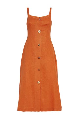 Rejina Pyo oranje Linnen-Blend Kit Jurk