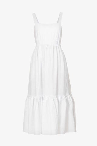 Jetset square-neck linen-blend maxi dress