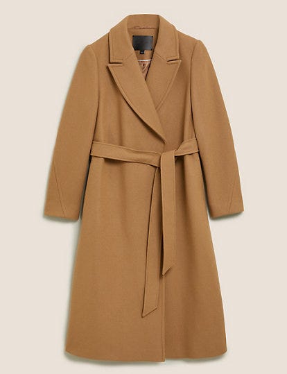 Wool Longline Wrap Coat with Cashmere