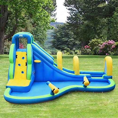 nobranded Summer Childrens Water Slide Inflatables for Kids Backyard Water Park Childrens Slide Fun Lawn Water Slides Pools for Outdoor Blue 