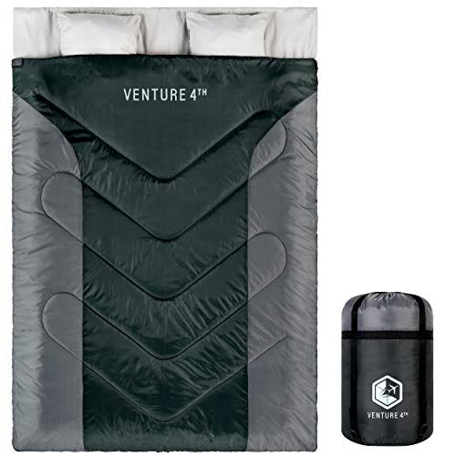 Black Winter Lightweight Backpacking 2 Person Sleeping Bag for Outdoor Camping Hiking 0 Degree Cold Weather Double Sleeping Bags for Spring Fall Summer IDEALHOUSE Sleeping Bag