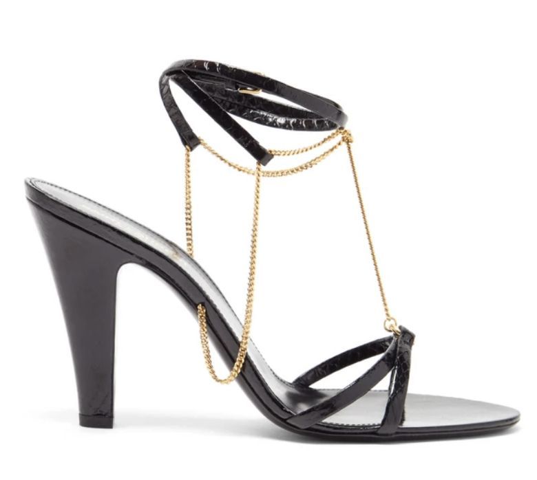 Sue Chain-Embellished Leather Sandal