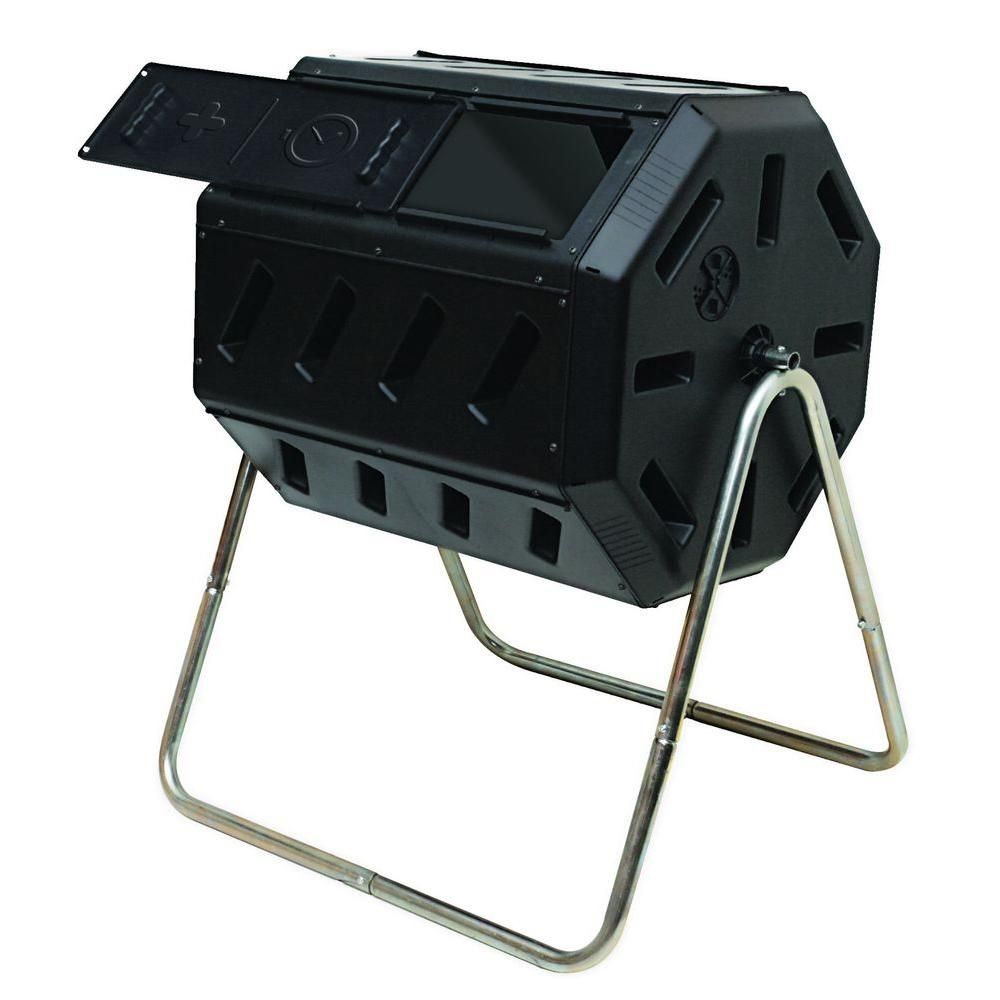 FineHome XL 380L Composter Composter Composter Black Lid Lockable Two Flaps 