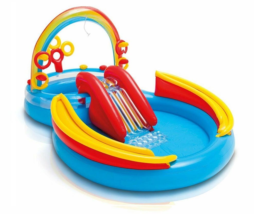 Rainbow Ring Center Slide Kids Play Inflatable Pool