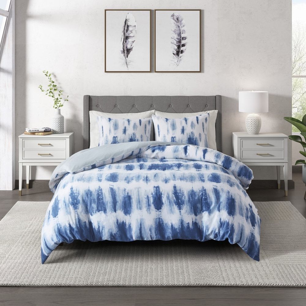 Tie Dye Blue Cotton Printed Comforter Set by CosmoLiving