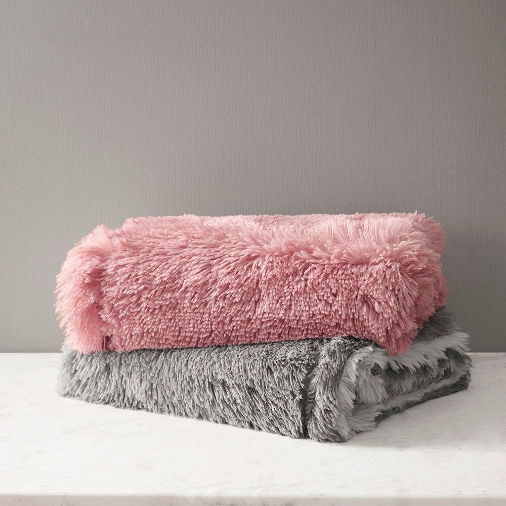 CosmoLiving Cleo Ombre Print Shaggy Fur Throw