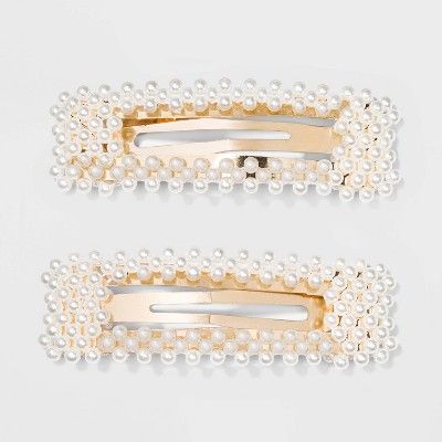 Square Barrettes with Pearls