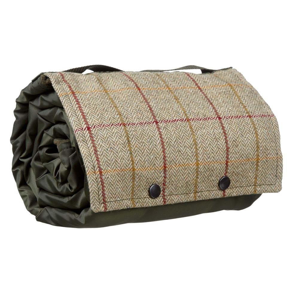 Croft Collection Herringbone Tweed & Fleece Picnic Rug, Olive
