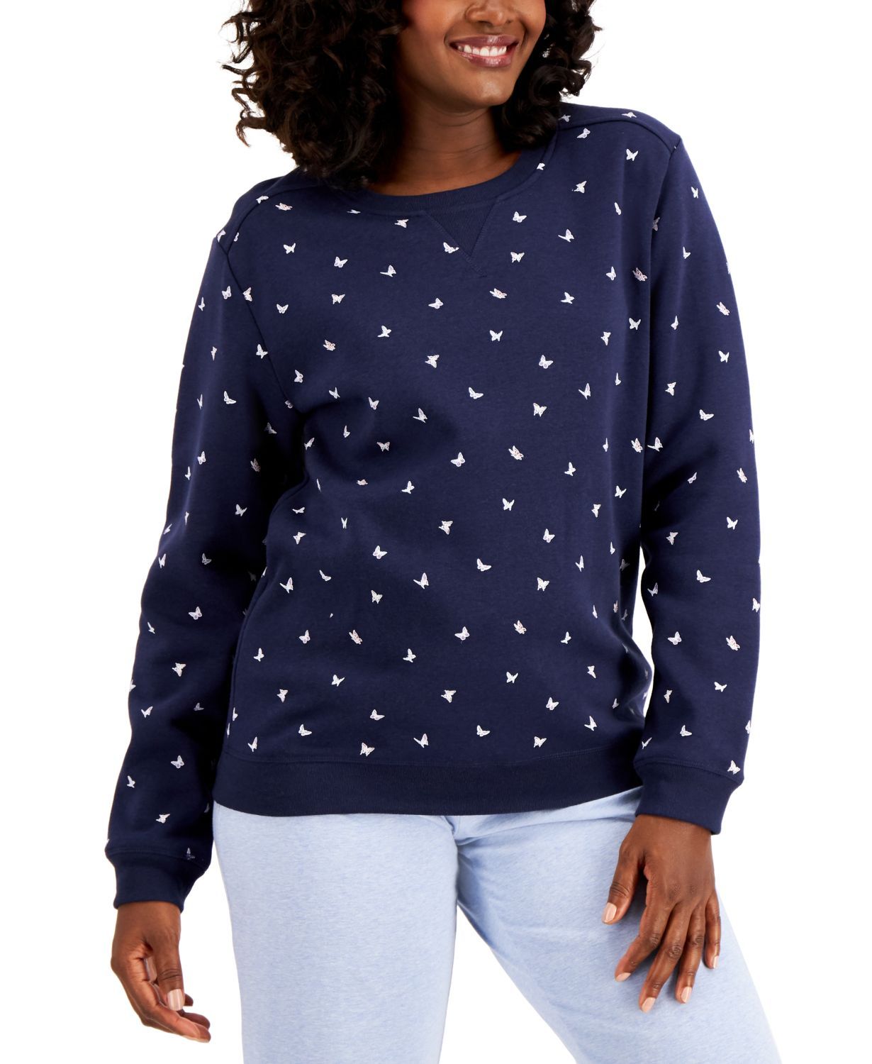 Blue, XL Womens Casual Long Sleeve Sweatshirt Crew Neck Cute Pullover Relaxed Fit Tops 