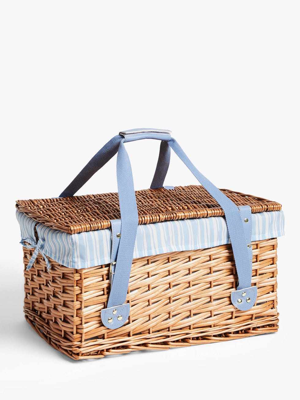 Striped Filled Willow Wicker Picnic Hamper, 4 Person