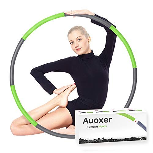 Weighted Hula Hoop for Adults Weighted Hula Hoop for Exercise and Fitness with 8 Sections Adjustable Weights Lose Weight Fast by Fun Way to Workout Fat Burning Healthy Model Sports Life 