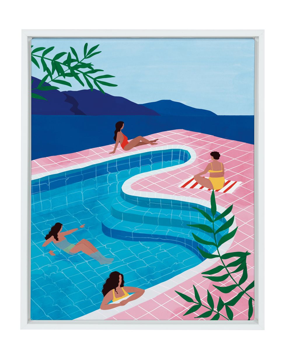 Pool Ladies Framed Canvas Wall Art by Maja Tomljanovic