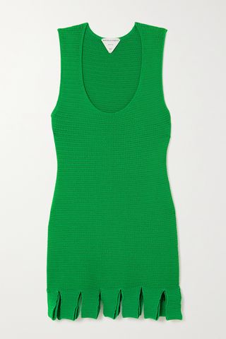 Open-knit cotton-blend mini dress
