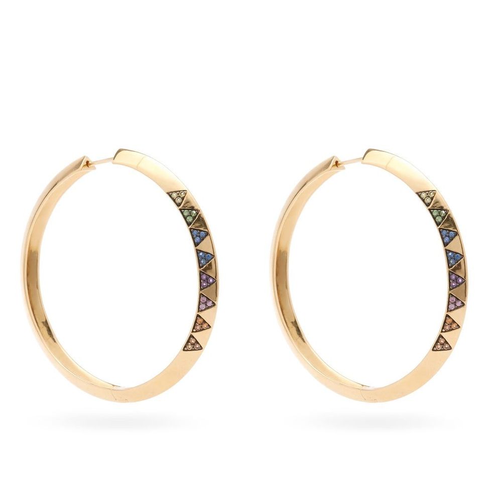 Sapphire & 18kt Gold Hoop Earrings