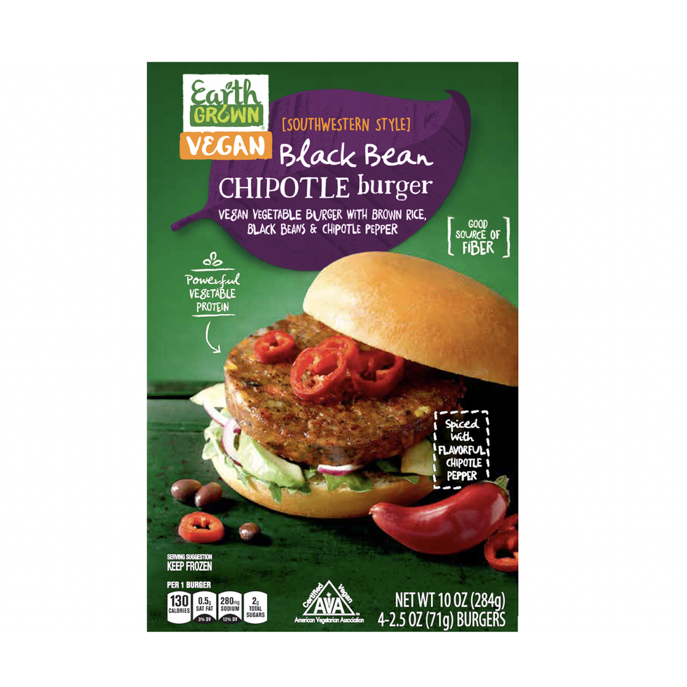 Earth Grown Vegan Black Bean Chipotle Burger