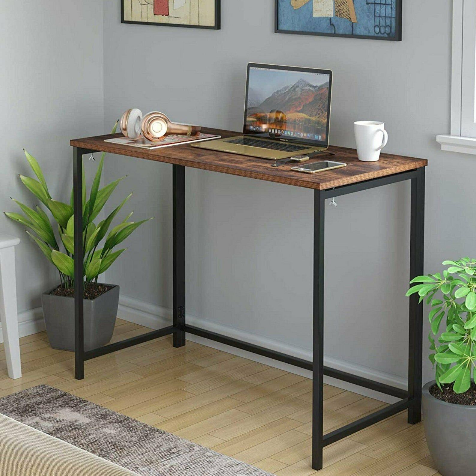 Folding Study Coffee Table Foldable Computer Desk Wooden Laptop Office Tables 