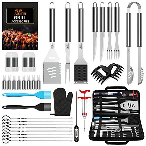 Sirecal 28PCS Barbecue Tool Sets Stainless Steel Barbecue Utensil with Bag for Outdoor/Indoor Garden Camping BBQ Kit Menâ€™ Gift 