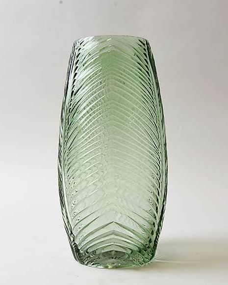 Tall Green Leaf Glass Vase