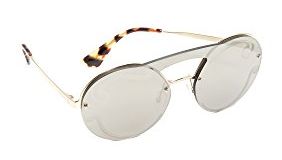 Prada Women's Cinema Round Brow Bar Sunglasses, Pale Gold/Pale Gold, One Size