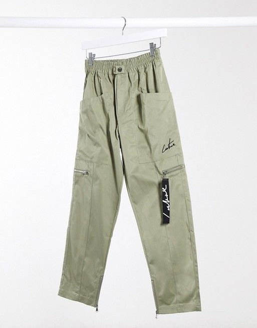The Couture Club zip detail cargo pant in light khaki