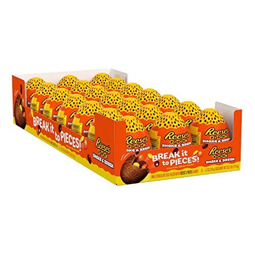 Reese's Pieces Shake & Break Milk Chocolate Eggs Candy, 1.2 oz Pack (21 ct)