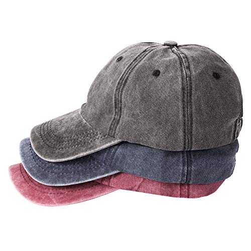 3 Pack Washed Plain Baseball Cap