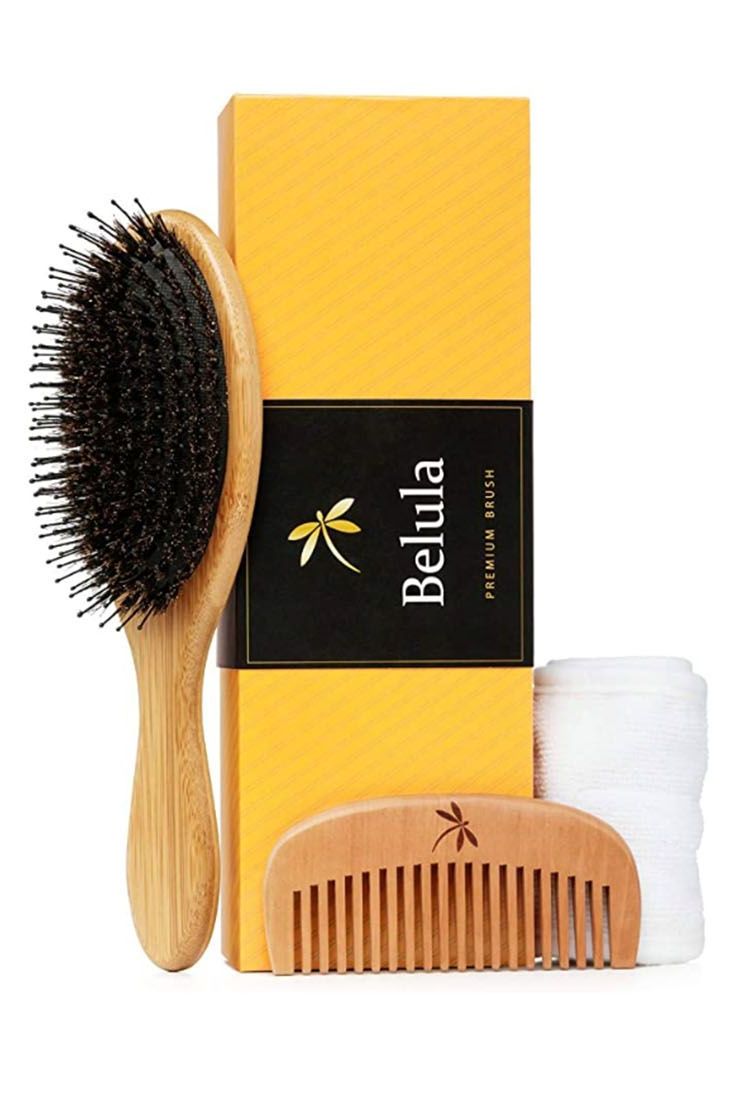 Premium Boar Bristle Hair Brush for Thick Hair Set