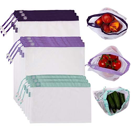 ECO Reusable Cotton Mesh Produce Bags Grocery Fruit Storage Shopping String Bags 