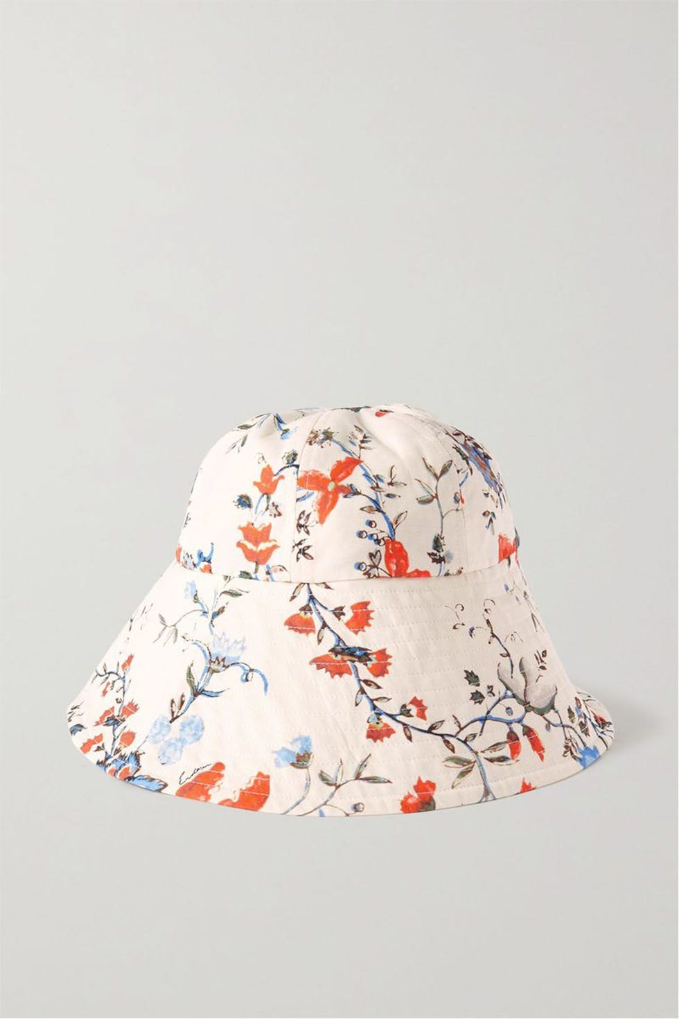 Floral-Print Linen Bucket Hat and Pouch Set