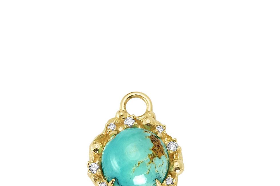 Round Diamond Turquoise Charm