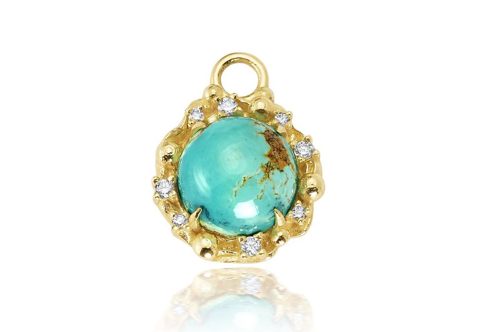 Round Diamond Turquoise Charm