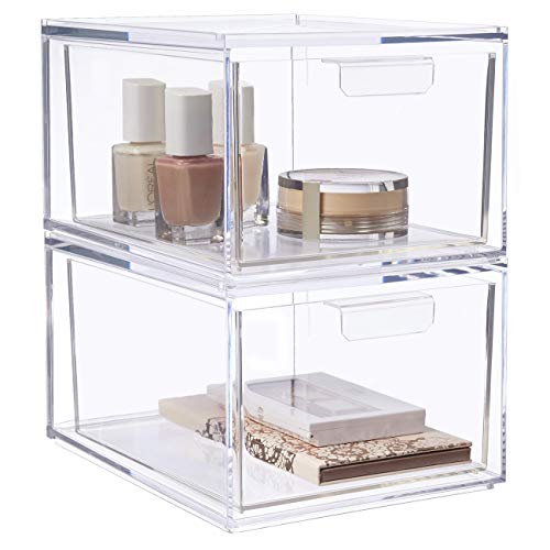 Cq acrylic Clear Makeup Organizer And Storage Stackable Large Skin Care  Cosmetic Display Case With 7 Drawers Make up Stands For Jewelry Hair  Accessories Beauty Skincare Product Organizing,Set of 3 Medium 7